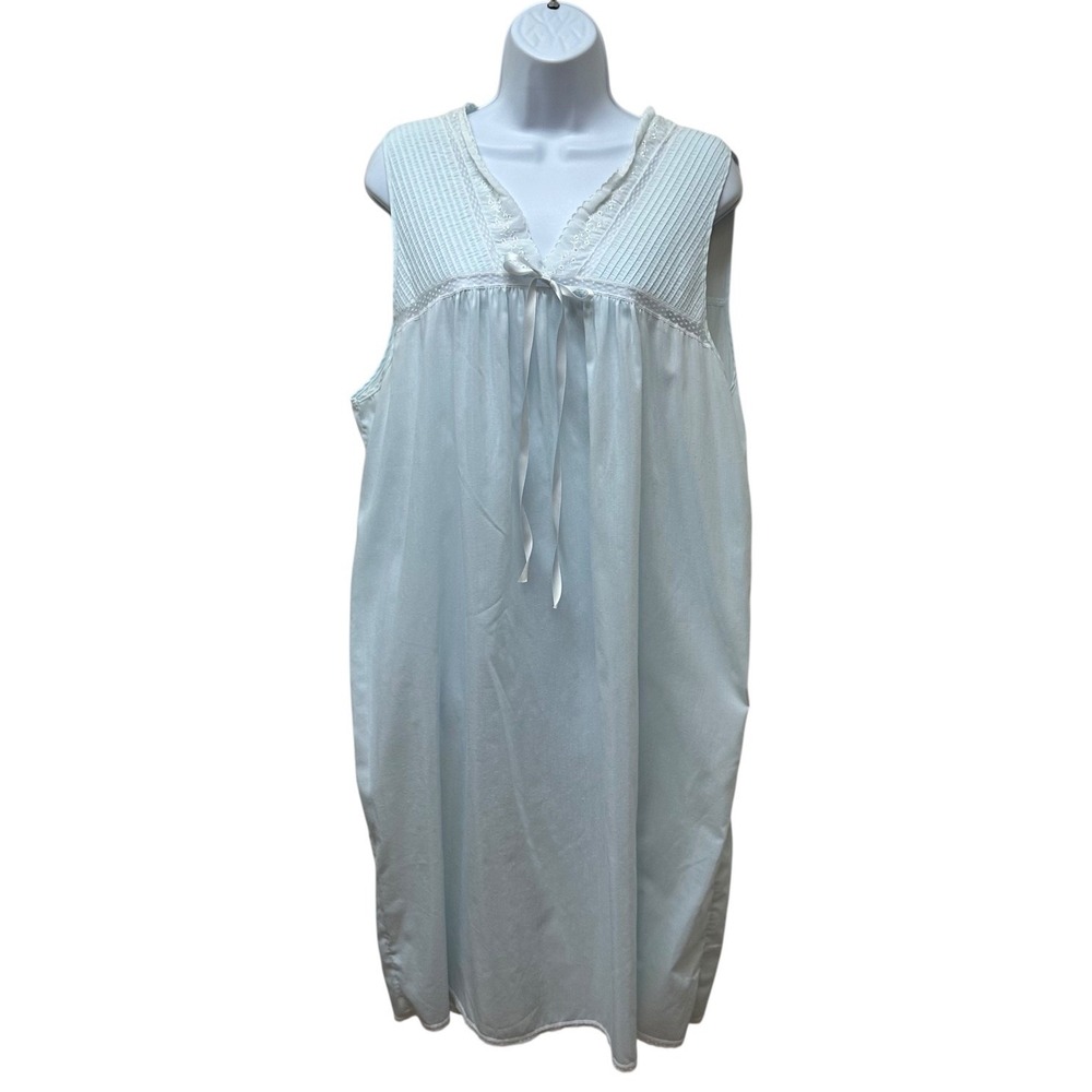 Vintage Vanity Fair Blue Midi Lightweight Nightgown Made in USA Size XL